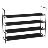 Sekey 3/4 Tier Shoe Rack – Stackable Shoe Rack made of Metal and Non-woven Fabric, Space-Saving, Stable, No Drilling Required, for Hallway, Bedroom & Bathroom, Black